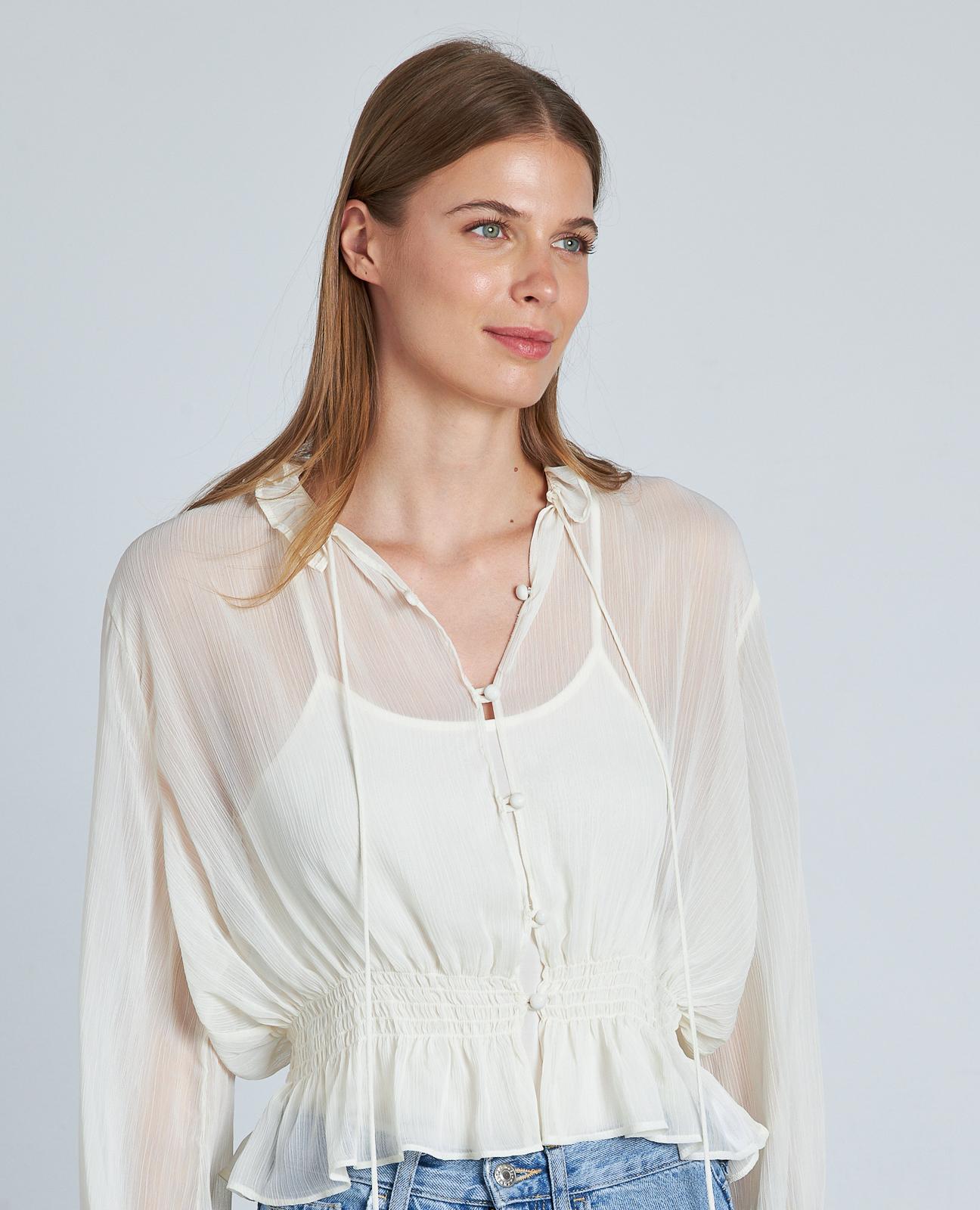 BLUSA SEMITRANSPARENTE VOLANTES