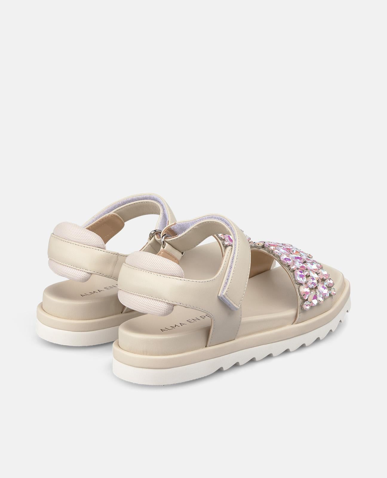 SANDAL TRACK STRAP WITH RHINESTONES