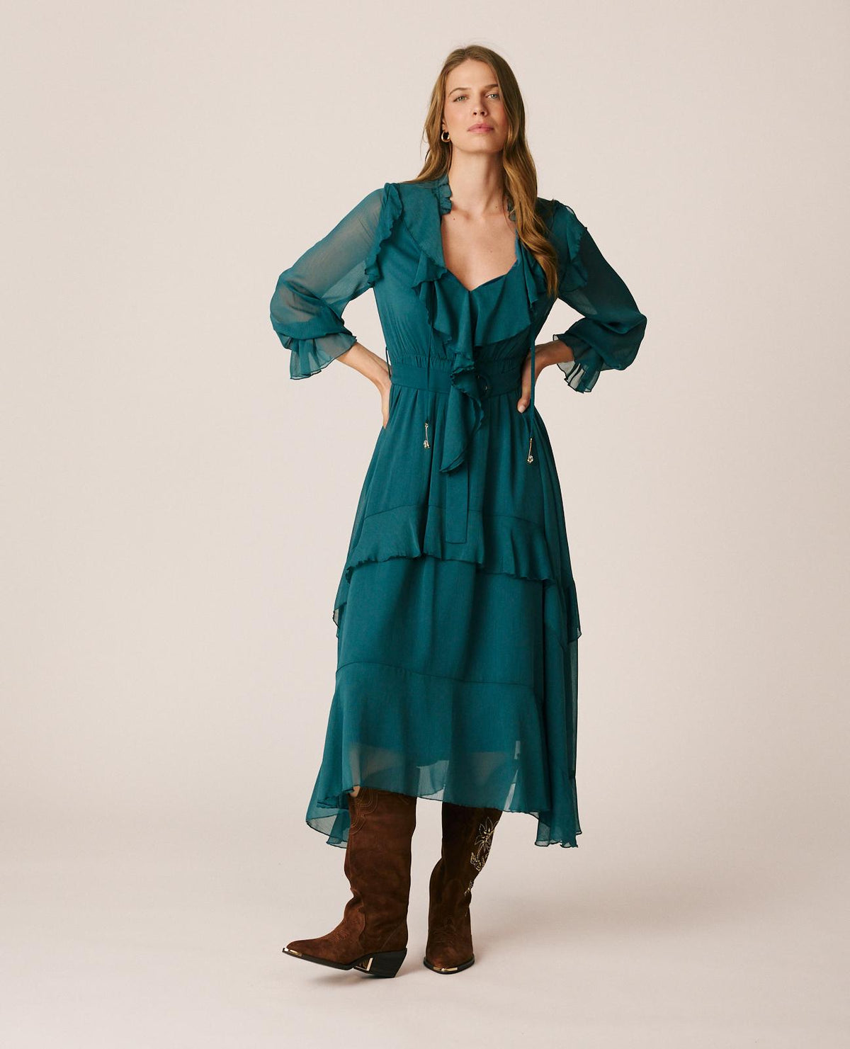 VESTIDO VOLANTES CINTURÓN