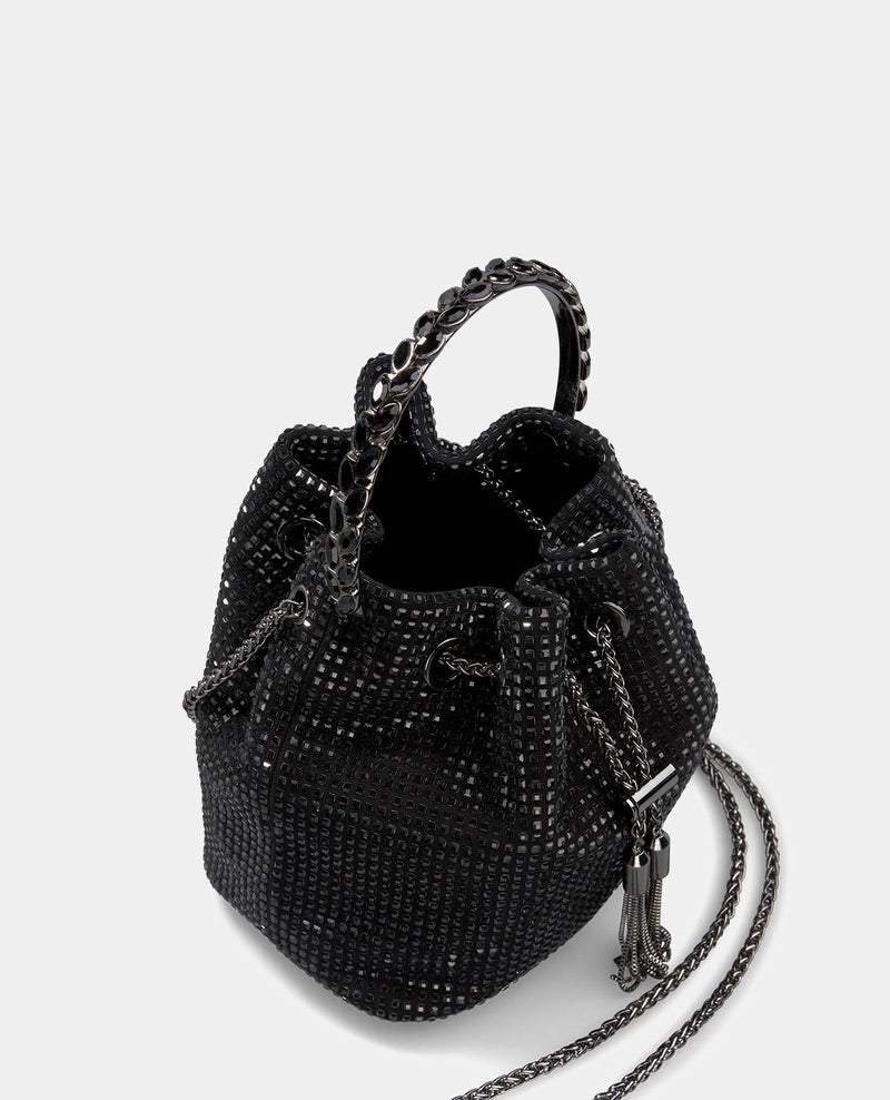 SACO DE BOWLER COM STRASS E PORMENOR DE PENDENTE