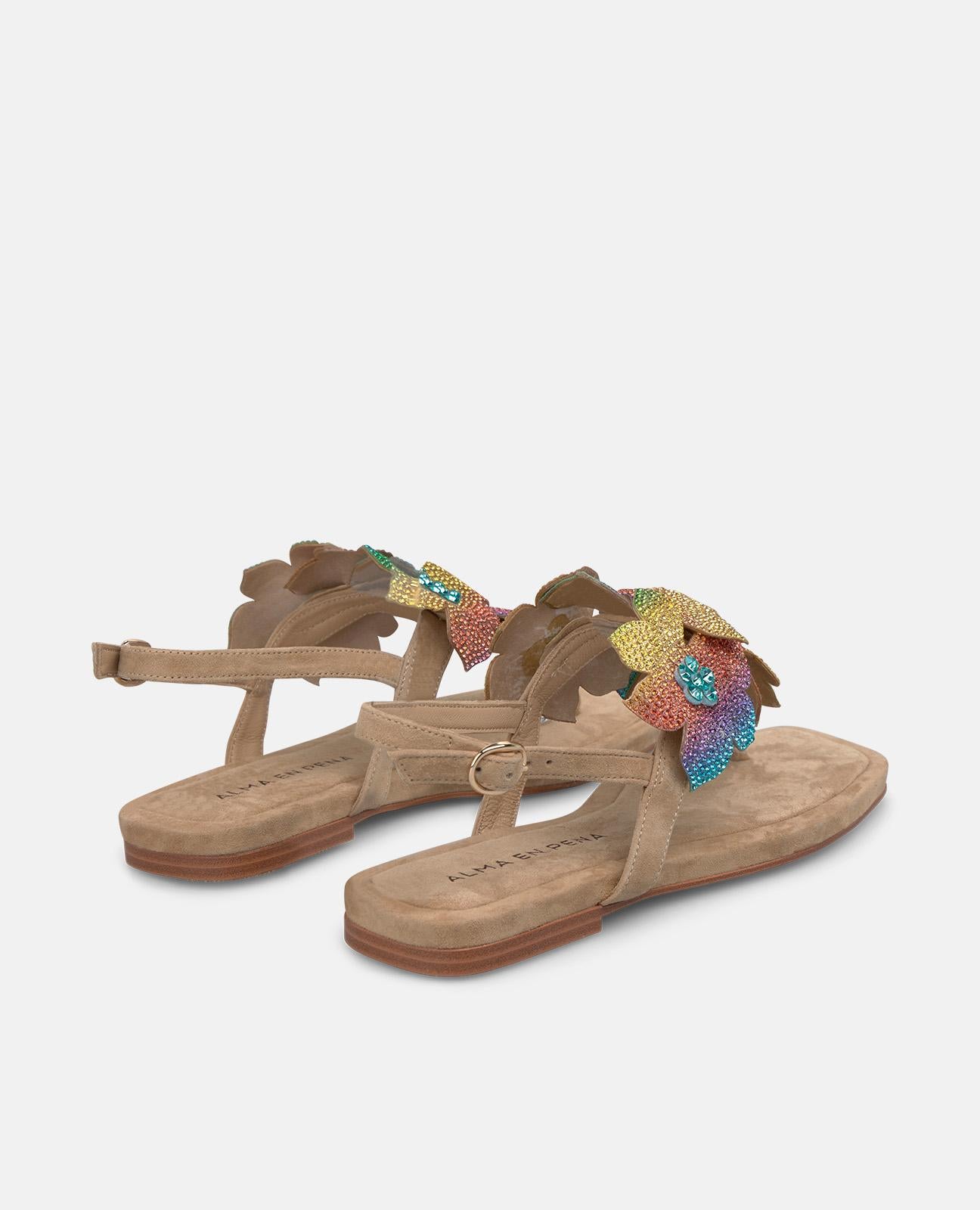 SANDALIA PLANA TIRA FLORES