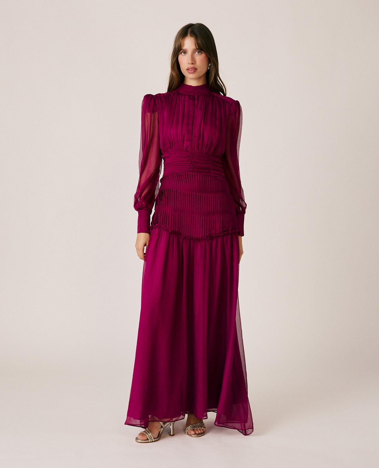 VESTIDO LARGO GASA PLISADO