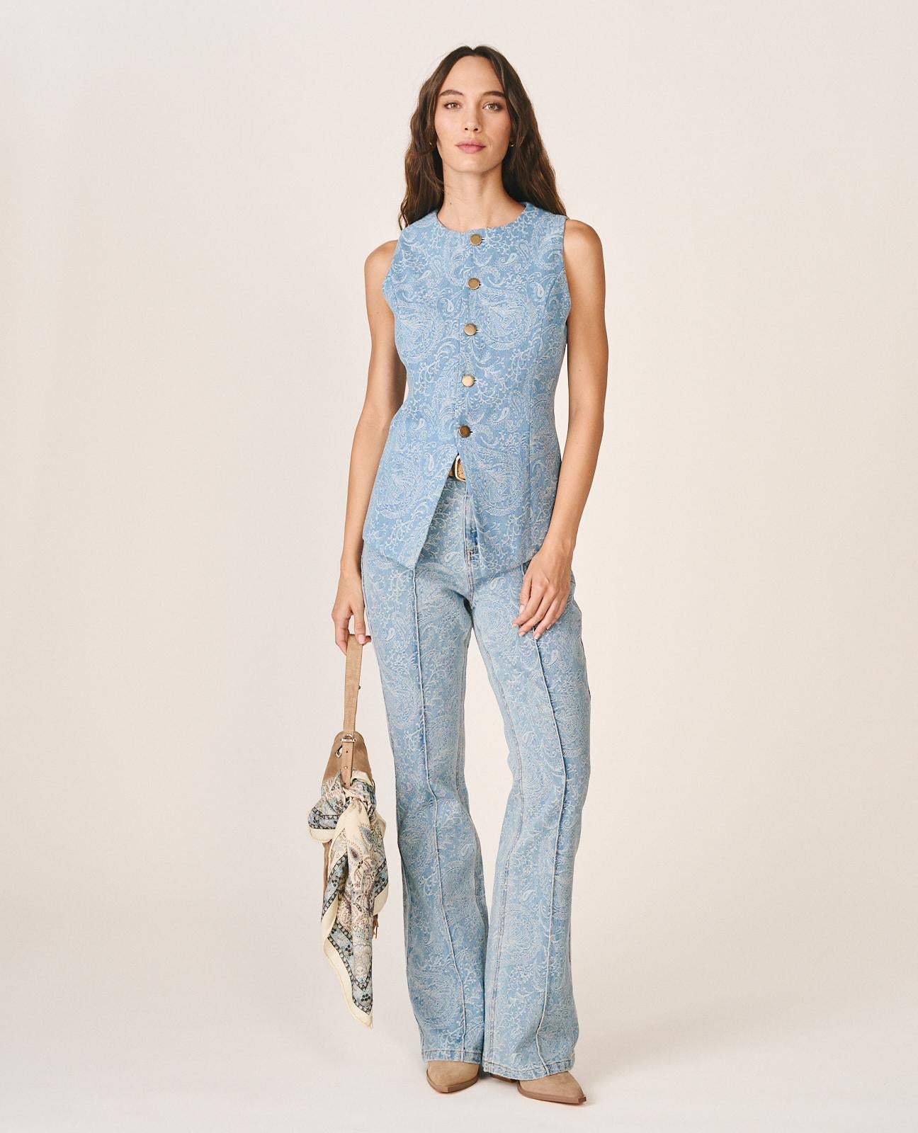 CHALECO DENIM PAISLEY