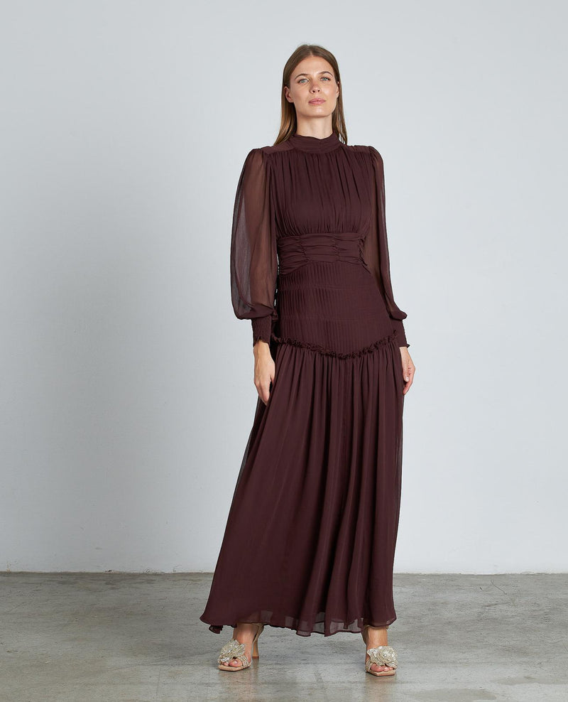 VESTIDO LARGO CON FRUNCIDO