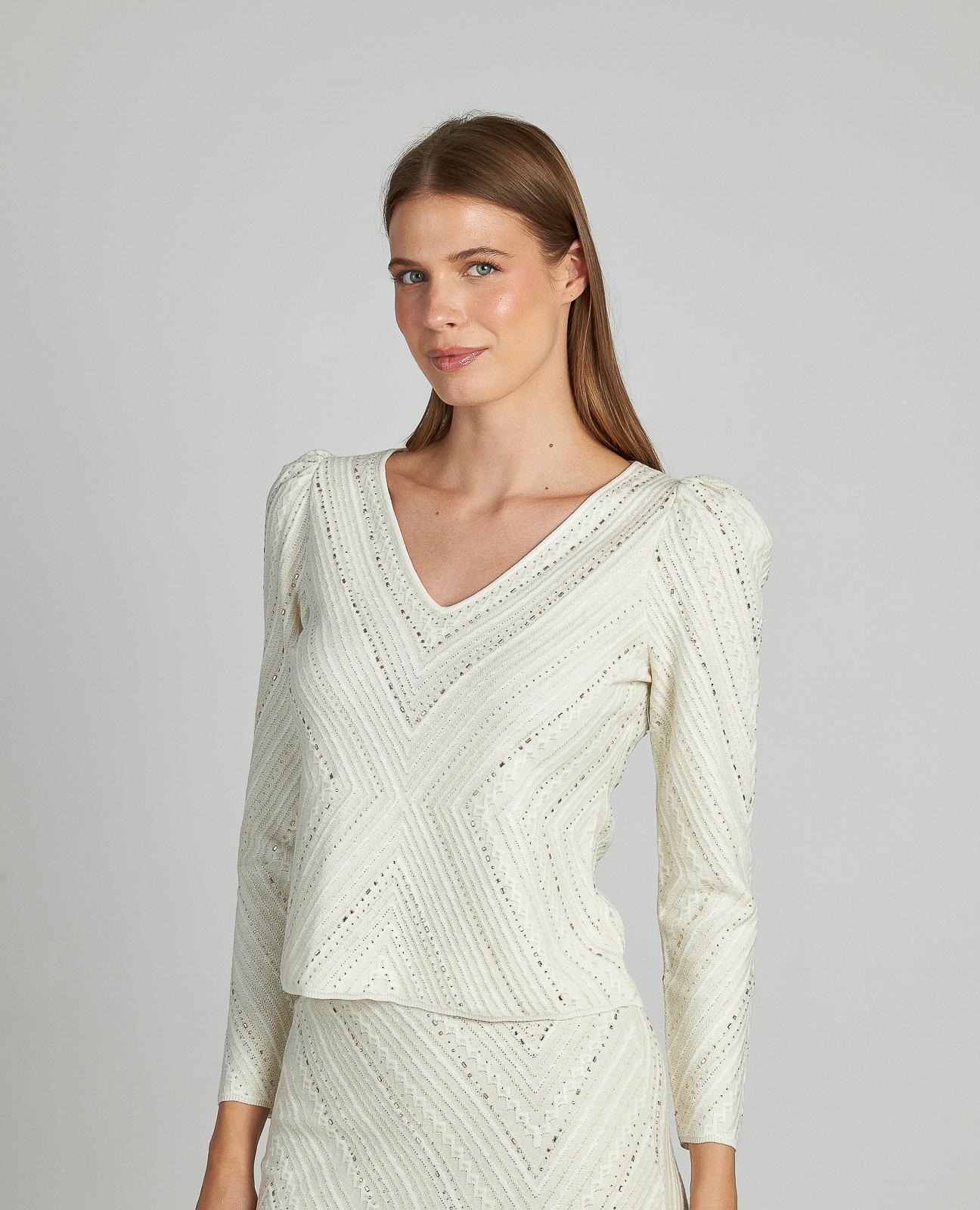 KNITTED SWEATER WITH RHINESTONES