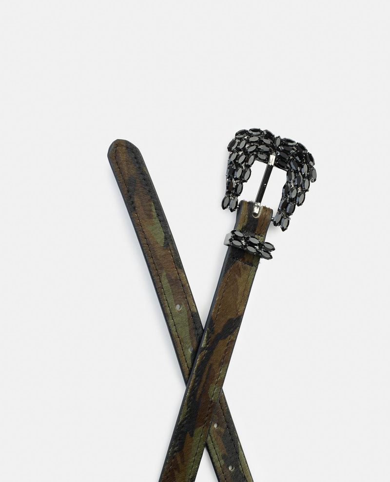 PRINTED BELT WITH JEWEL BUCKLE