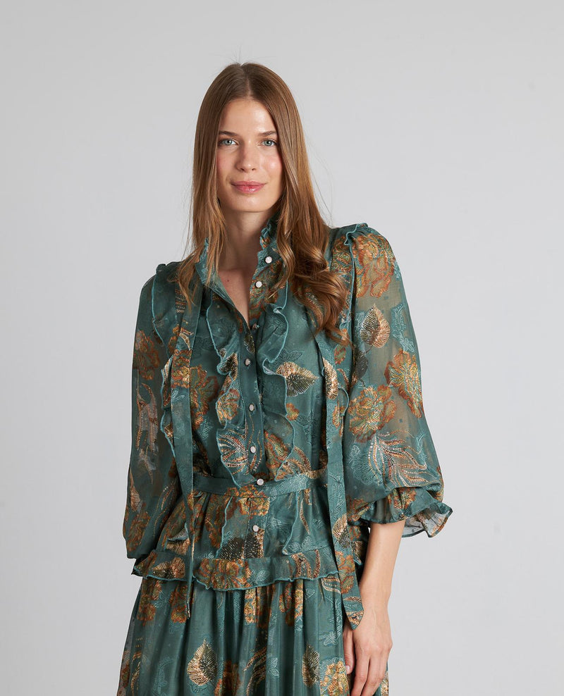 VESTIDO MIDI ESTAMPADO VOLANTES