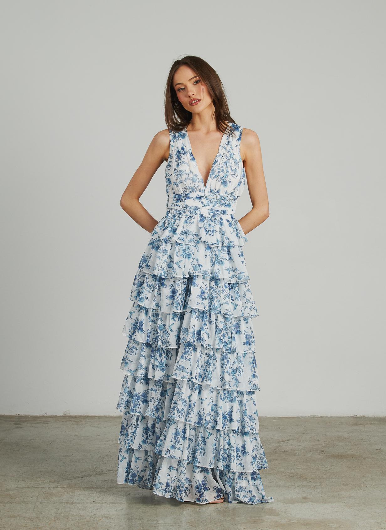 LONG DRESS WITH RUFFLED STRAPS