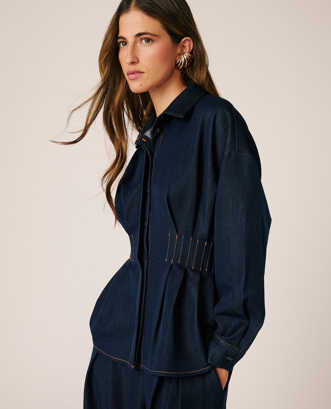 CAMISA DENIM PLISADA