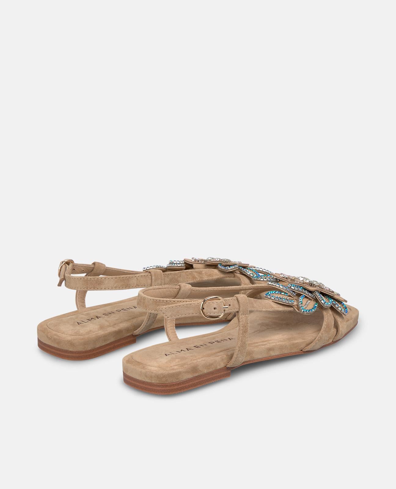 SANDALIA PLANA TIRA CON DETALLE FLOR