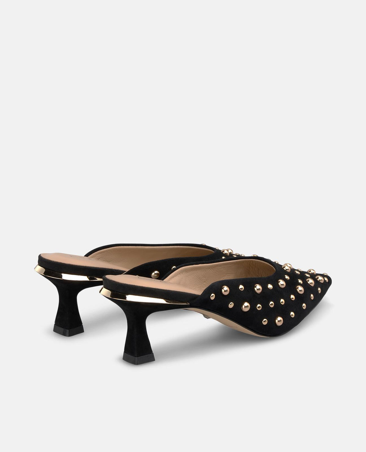 OPEN-TOE MULE WITH GOLD STUDS