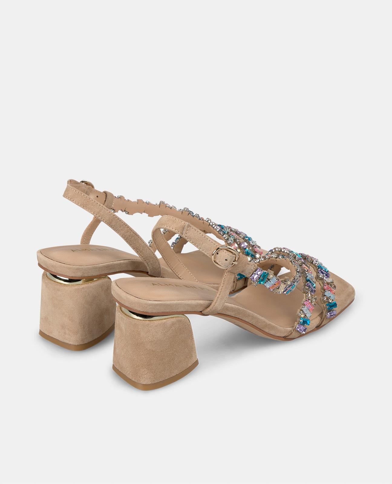 SANDÁLIA DE SALTO ALTO COM ALÇAS JEWEL