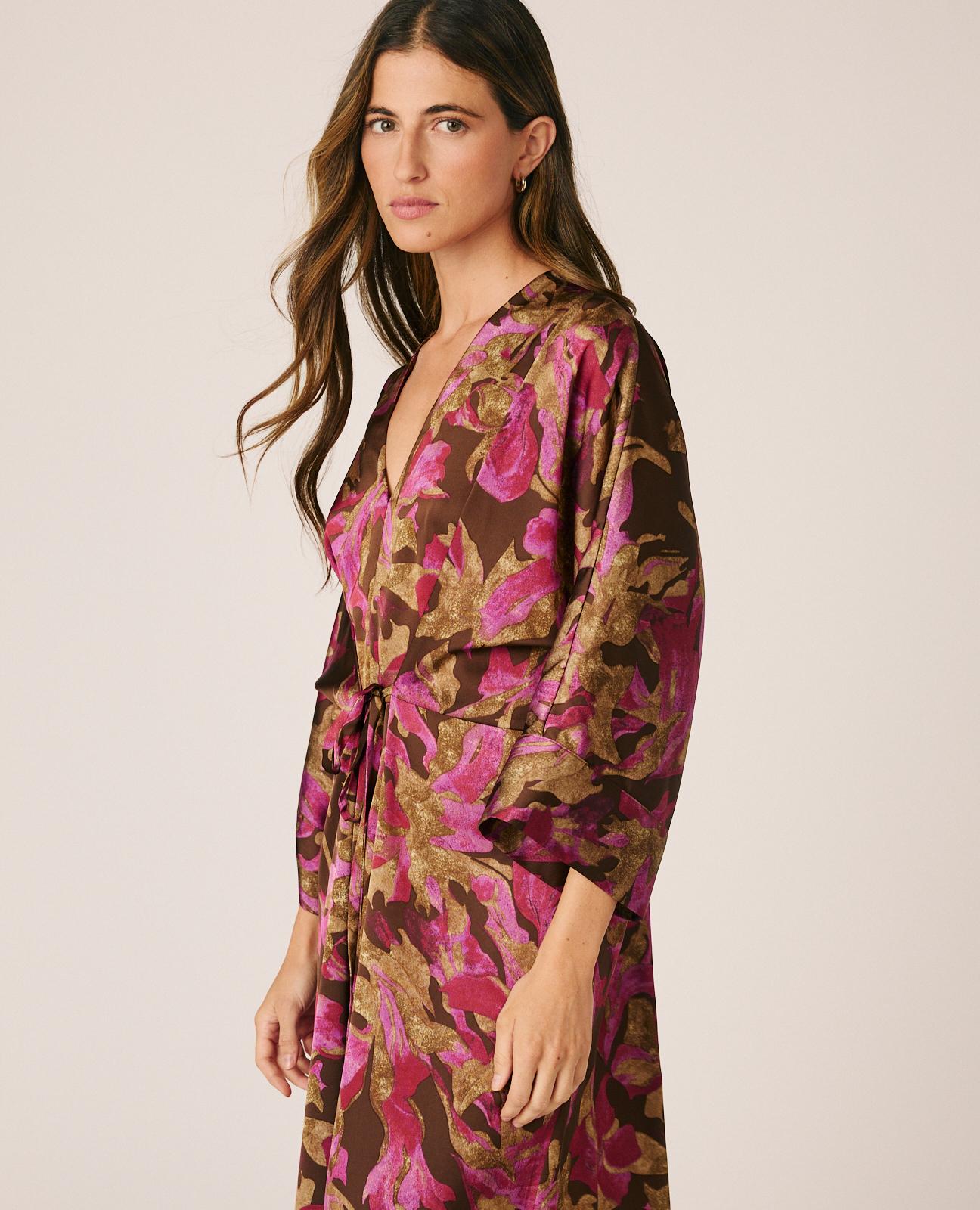 VESTIDO MIDI SATÉN FLORAL