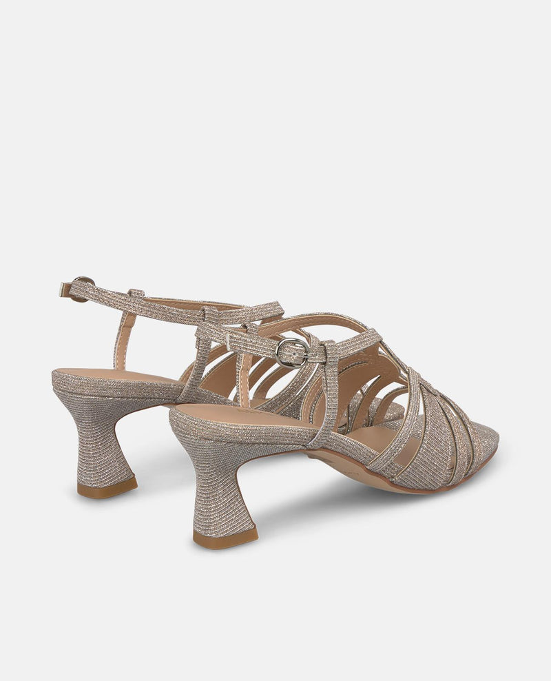 SANDALIA TACON MEDIO TIRAS ENTRELAZADAS