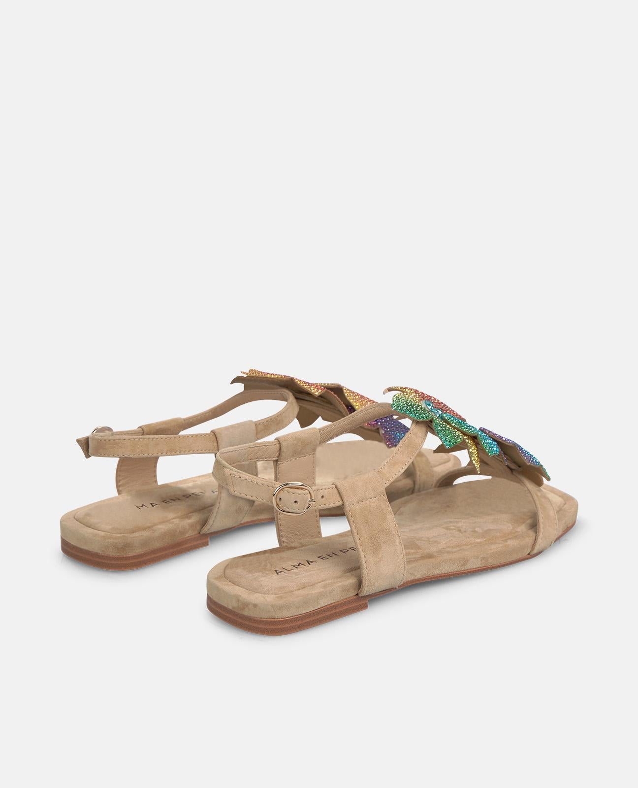 FLAT SANDALS WITH FLOWERS ON THE FRONT