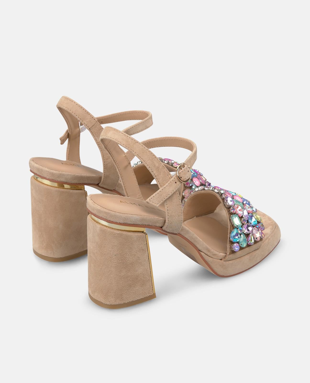 WIDE STRAP SANDAL WITH RHINESTONES