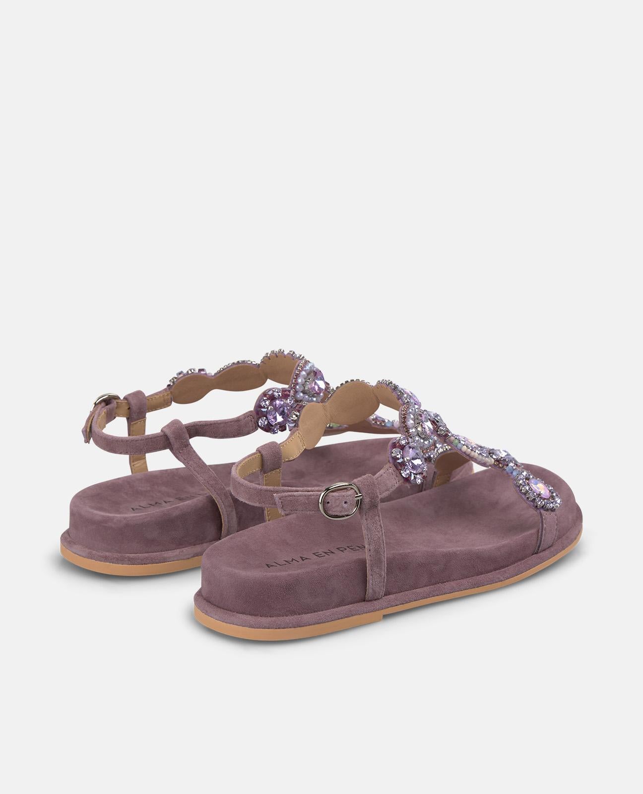 SANDALIA PLANA DETALLE PEDRERIA BAJA