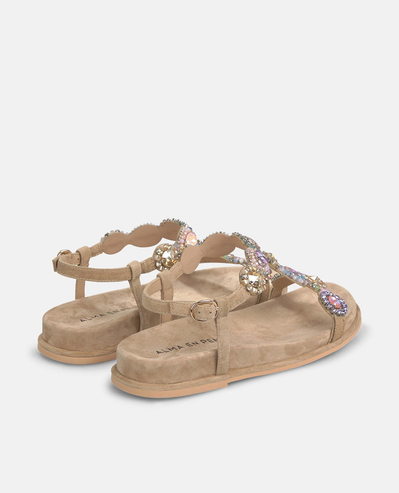 SANDALIA PLANA DETALLE PEDRERIA BAJA