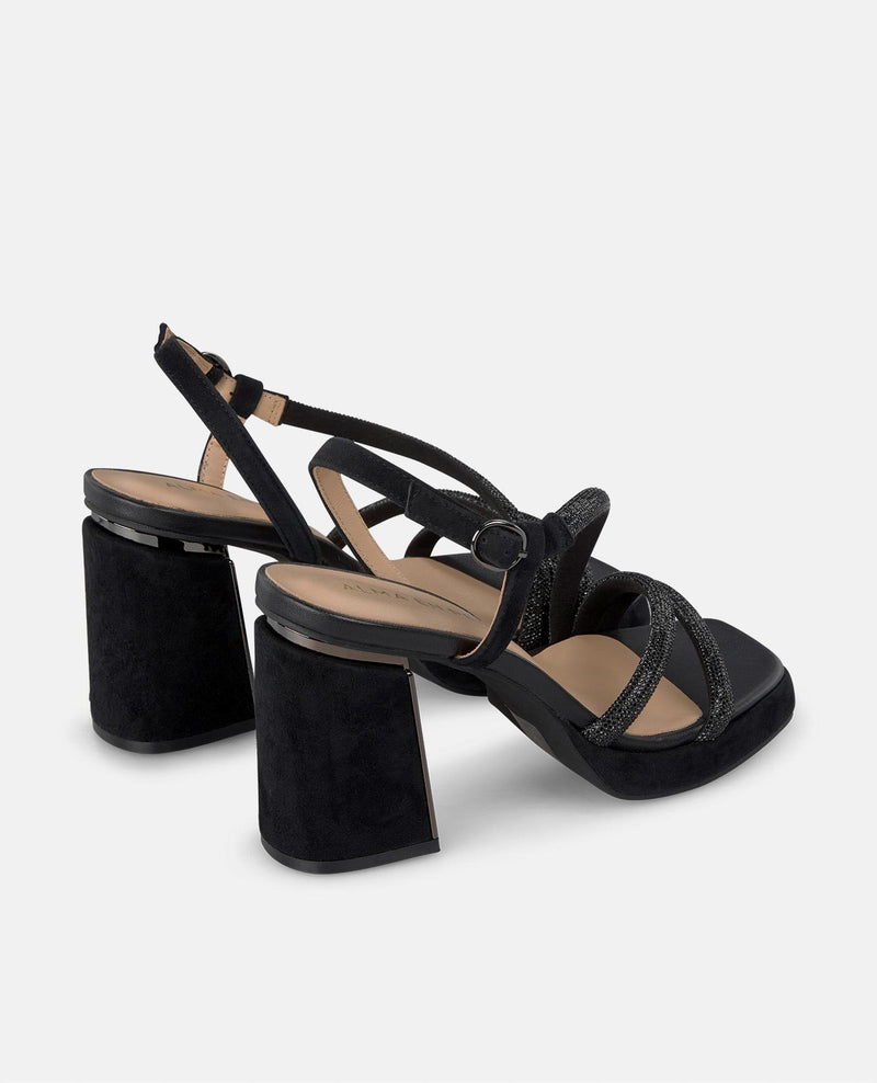 SANDÁLIA DE STRASS COM SALTO