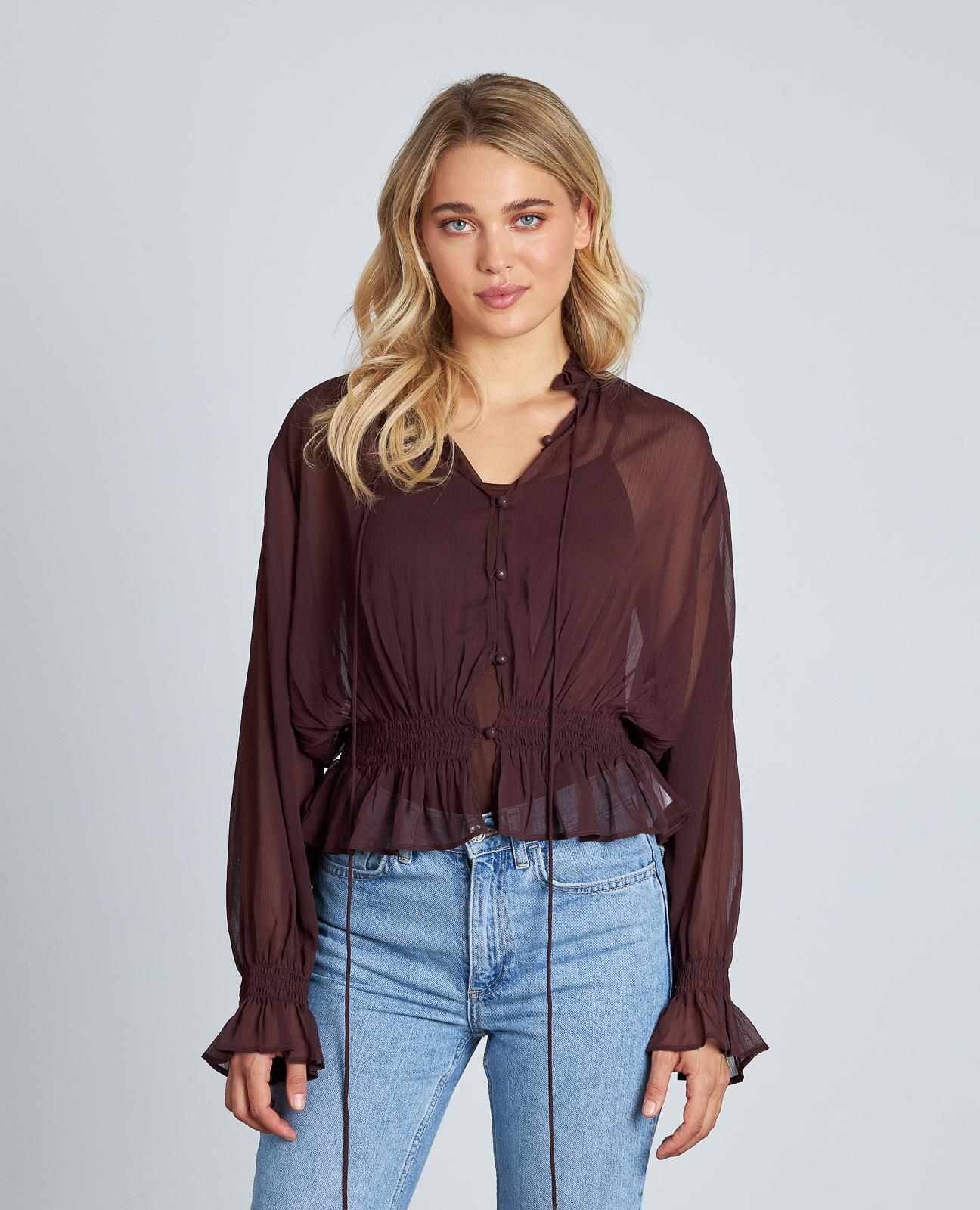 BLUSA SEMITRANSPARENTE VOLANTES