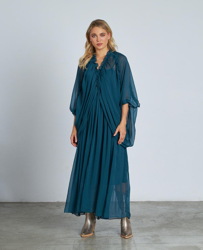 VESTIDO DRAPEADO SEMITRANSPARENTE