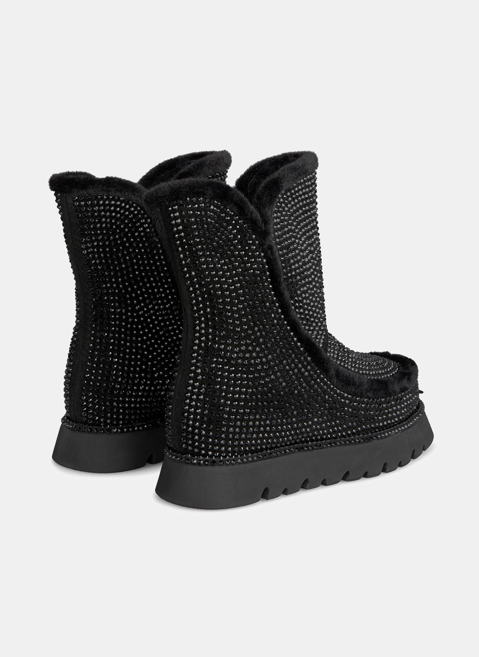 FUR BOOTIE WITH GLITTER