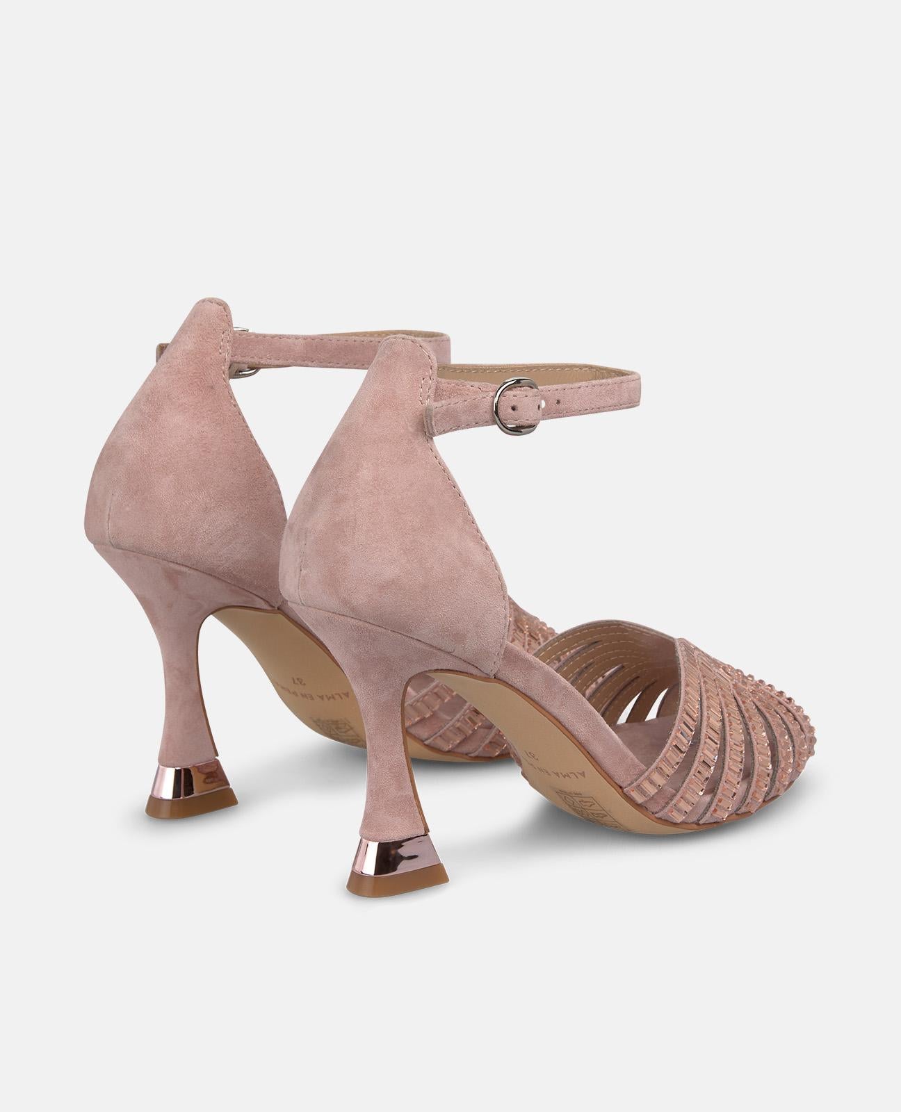 METALLIC MESH HEELED SANDALS