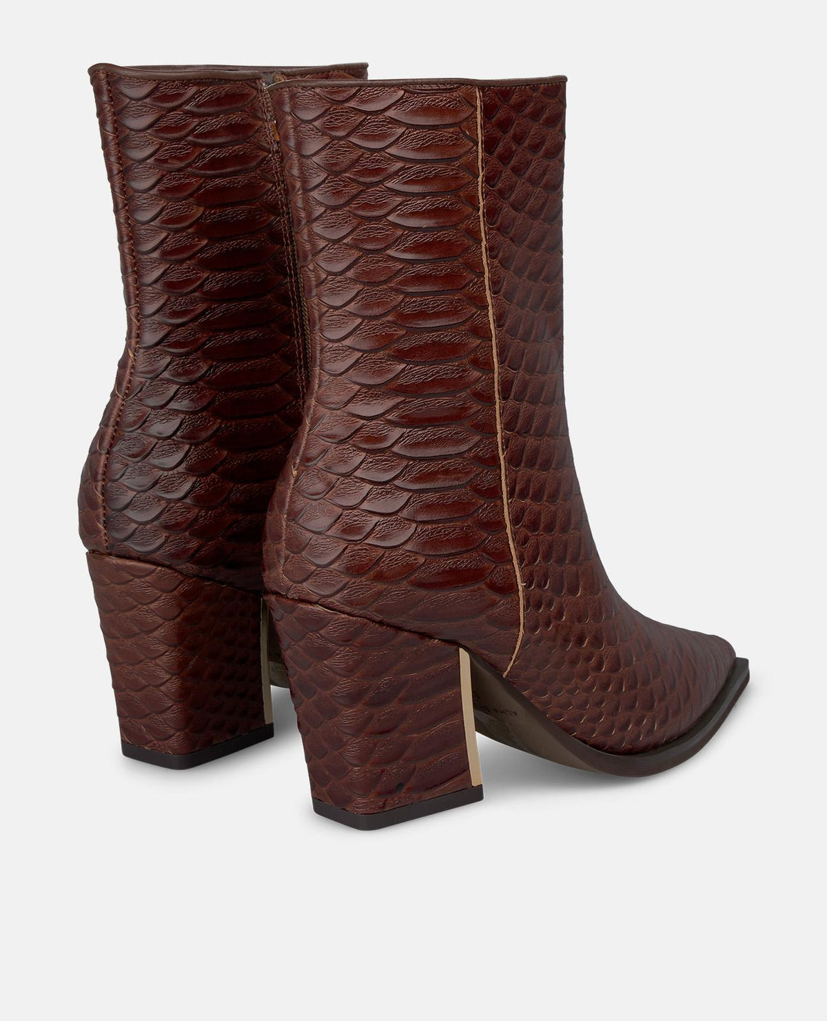 TEXTURED LEATHER ANKLE BOOTS WITH A SNAKE-LIKE EFFECT