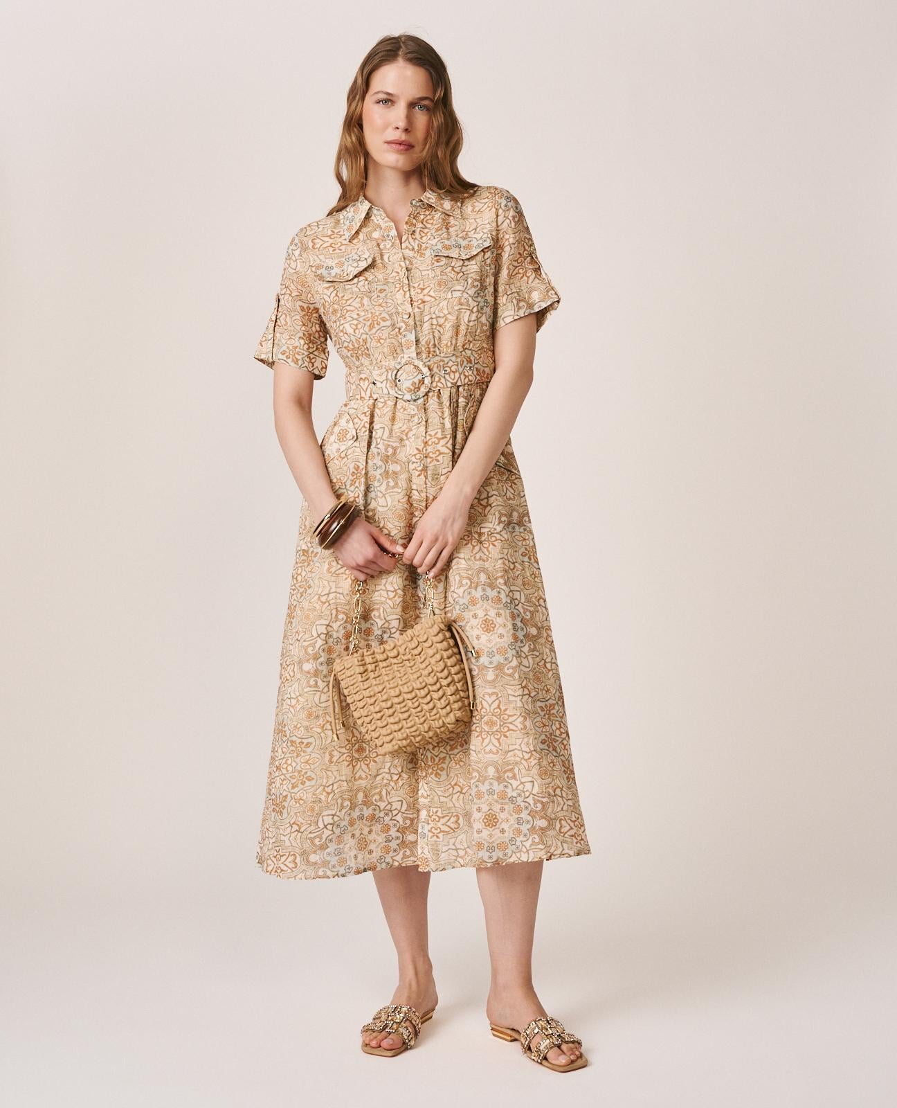 MOSAIC PRINT MIDI DRESS