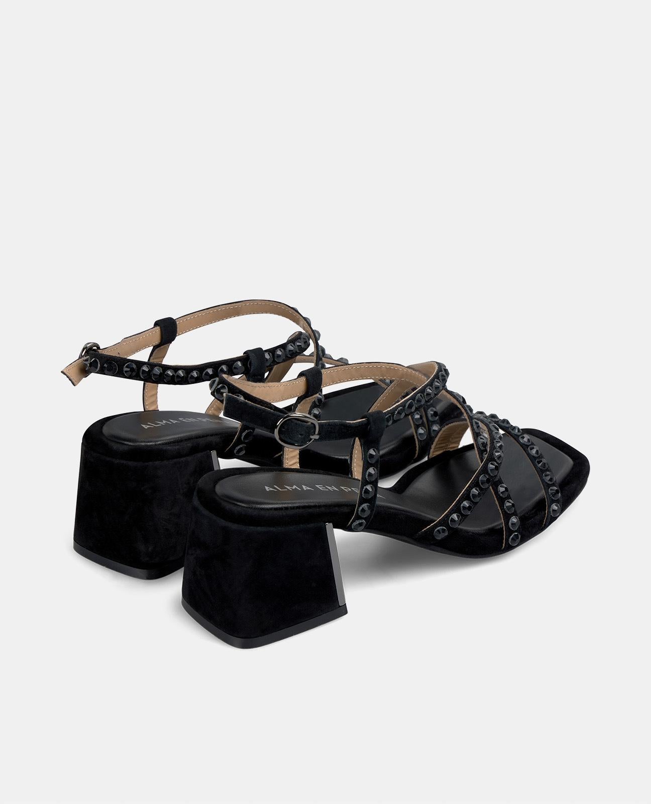 STRAPPY SANDAL WITH RHINESTONES HEEL