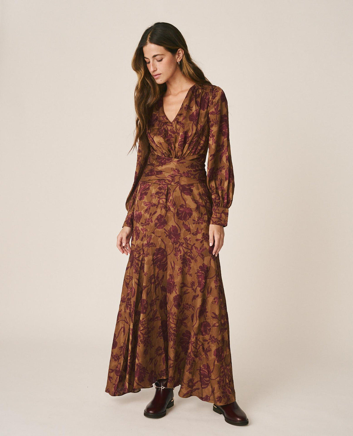FLORAL JACQUARD LONG DRESS