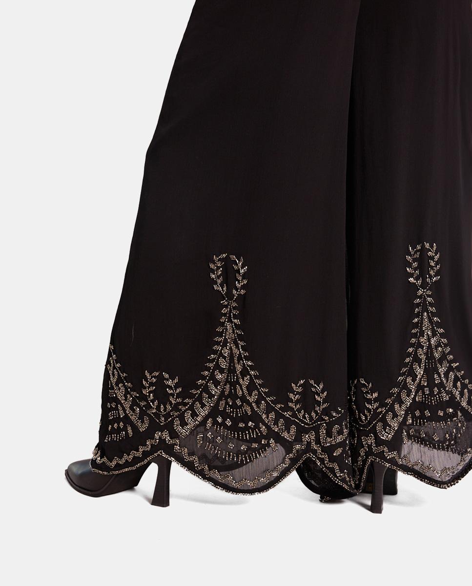 PANTALON DROIT FIL MÉTALLIQUE