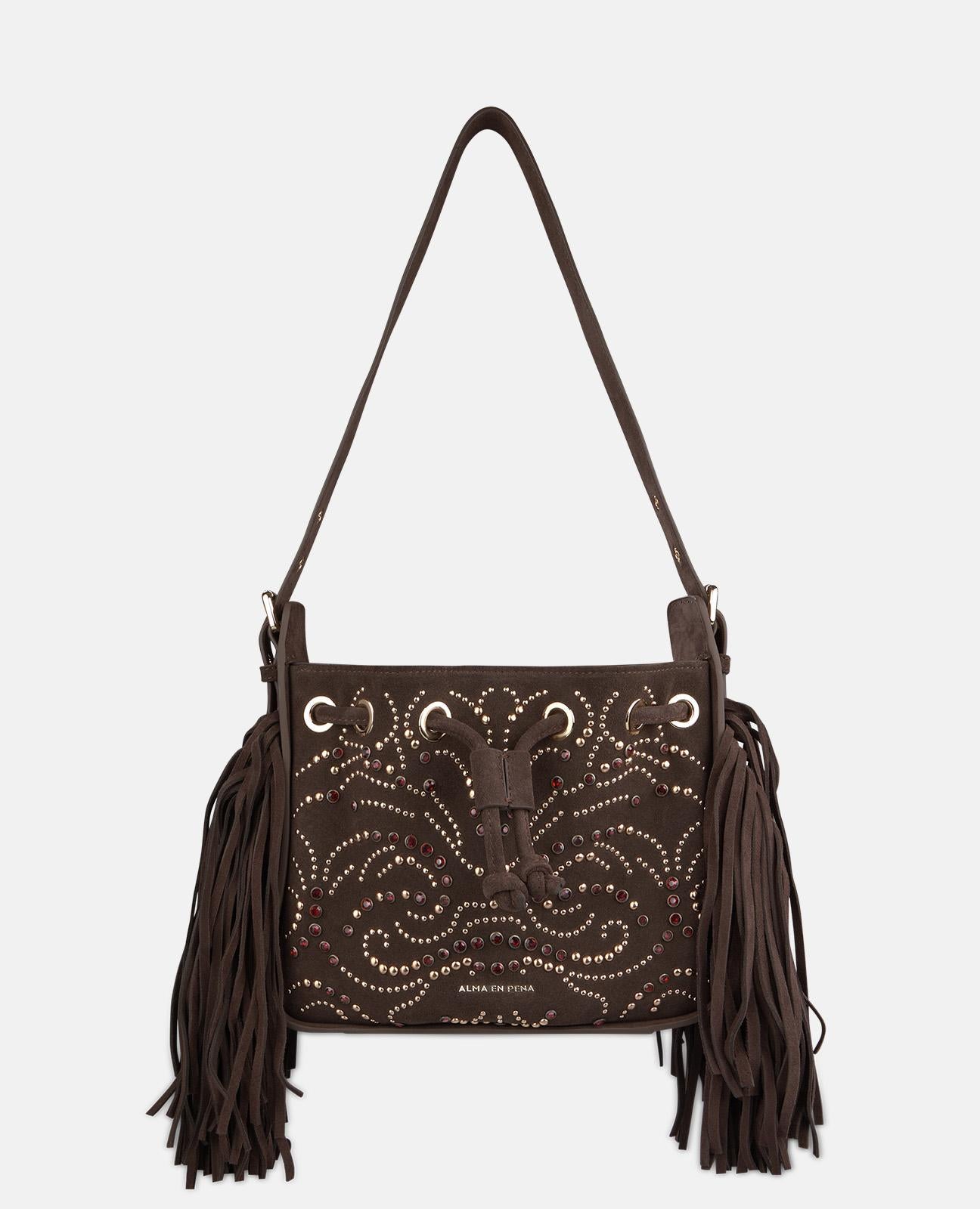 BOLSO PIEL SERRAJE CON PEDRERÍA