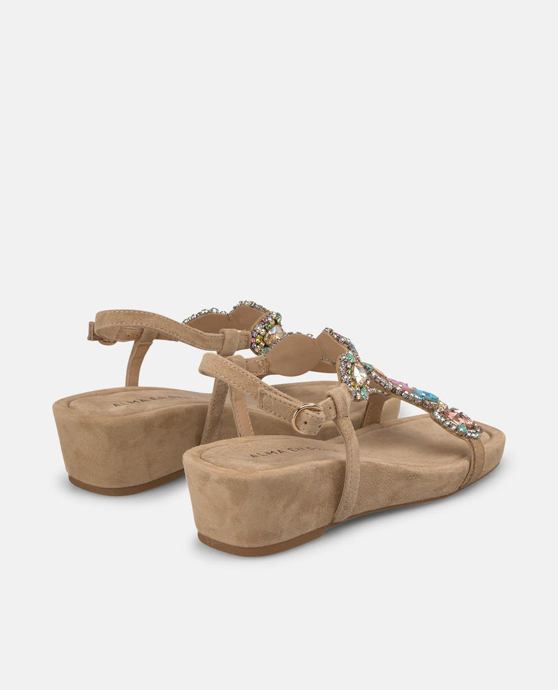 SANDALIA CUÑA PEDRERIA CIRCULAR