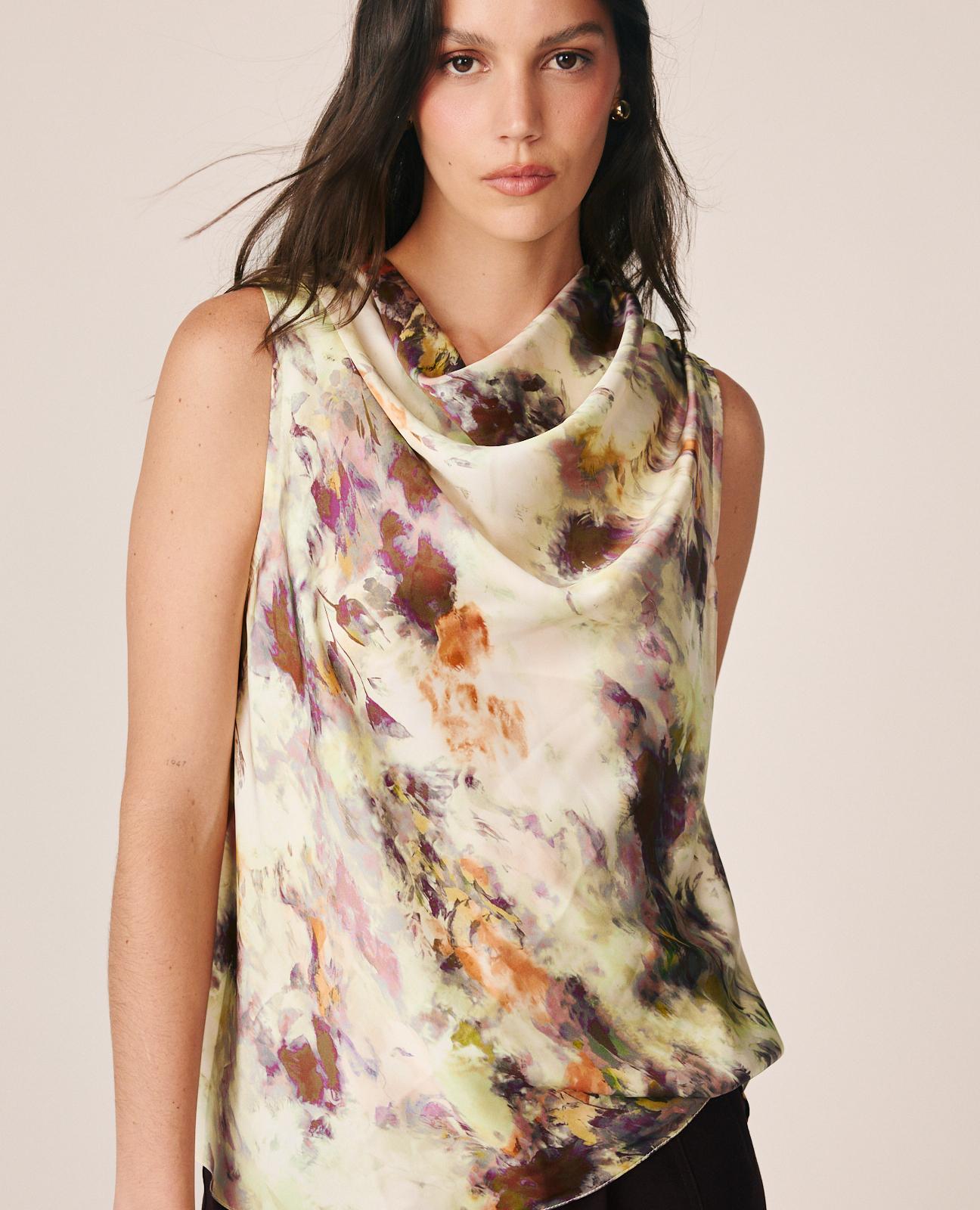BLUSA SATÉN ESTAMPADO ACUARELA