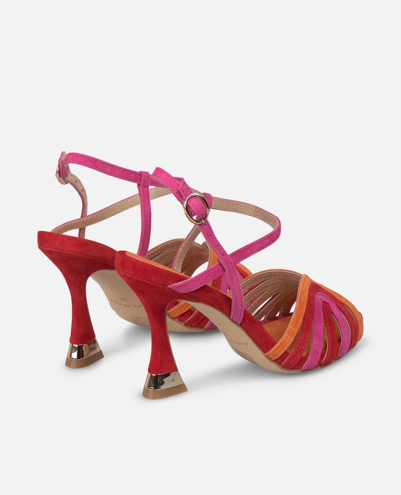 SANDALIA TACON TIRAS MULTICOLOR