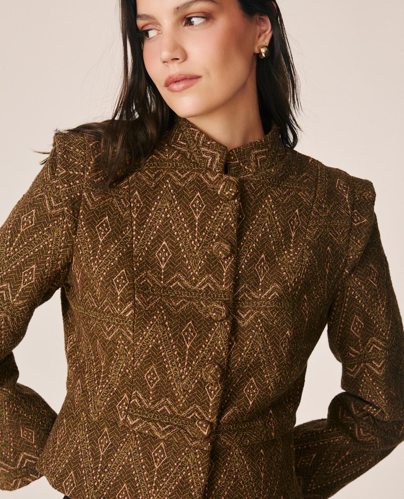 CHAQUETA JACQUARD ESTAMPADO GEOMÉTRICO
