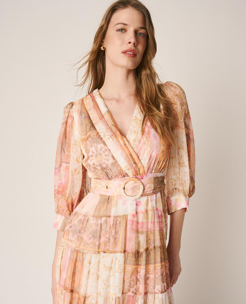 VESTIDO ESTAMPADO CINTURÓN