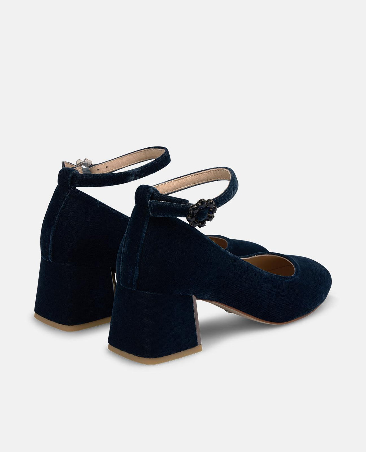VELVET SHOES WITH AN ANKLE STRAP
