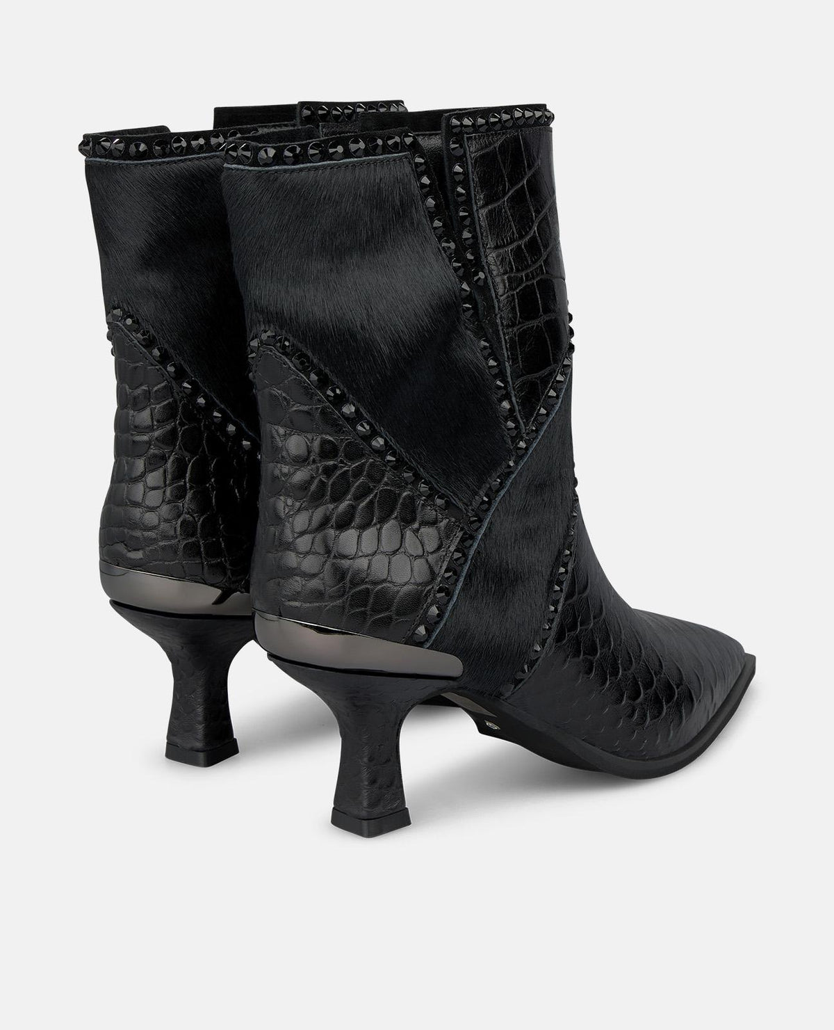 ANIMAL-PRINT LEATHER ANKLE BOOTS