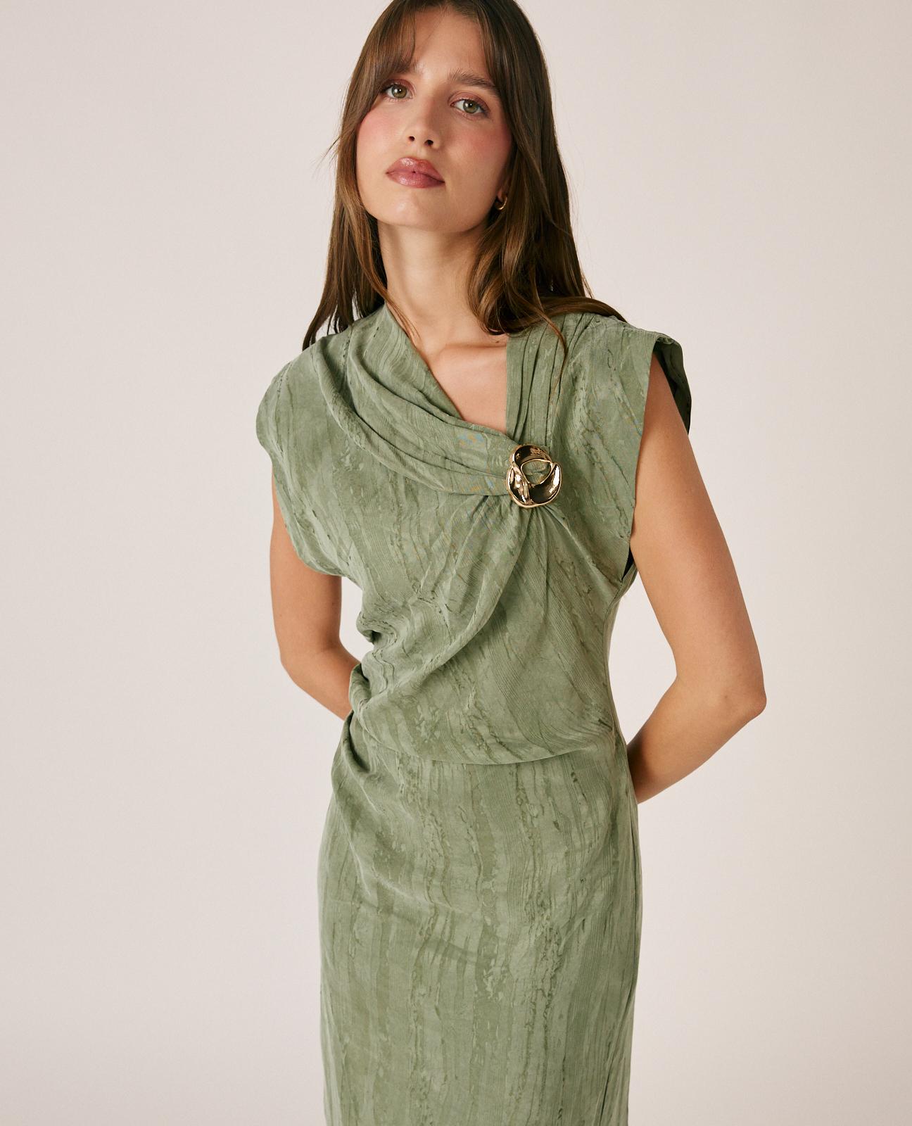 VESTIDO MIDI JACQUARD MOIRÉ