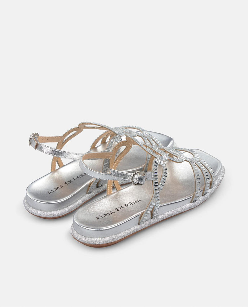 SANDÁLIA RASA COM TIRAS DE CRISTAL