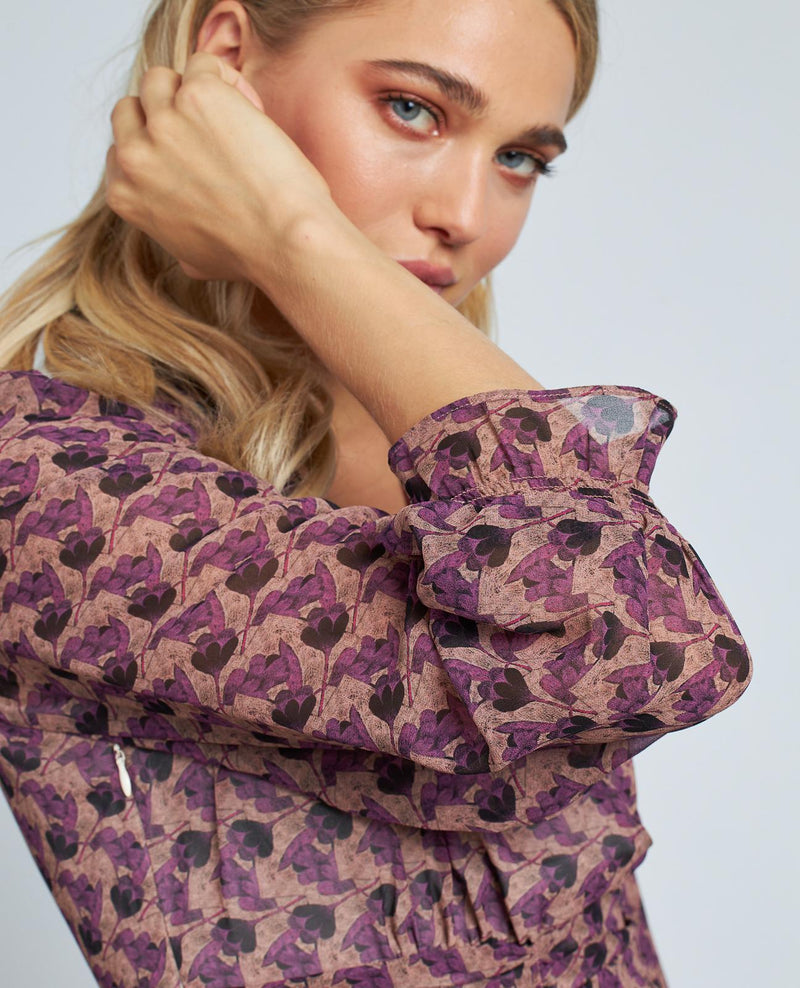 VESTIDO ESTAMPADO MANGA ABULLONADA