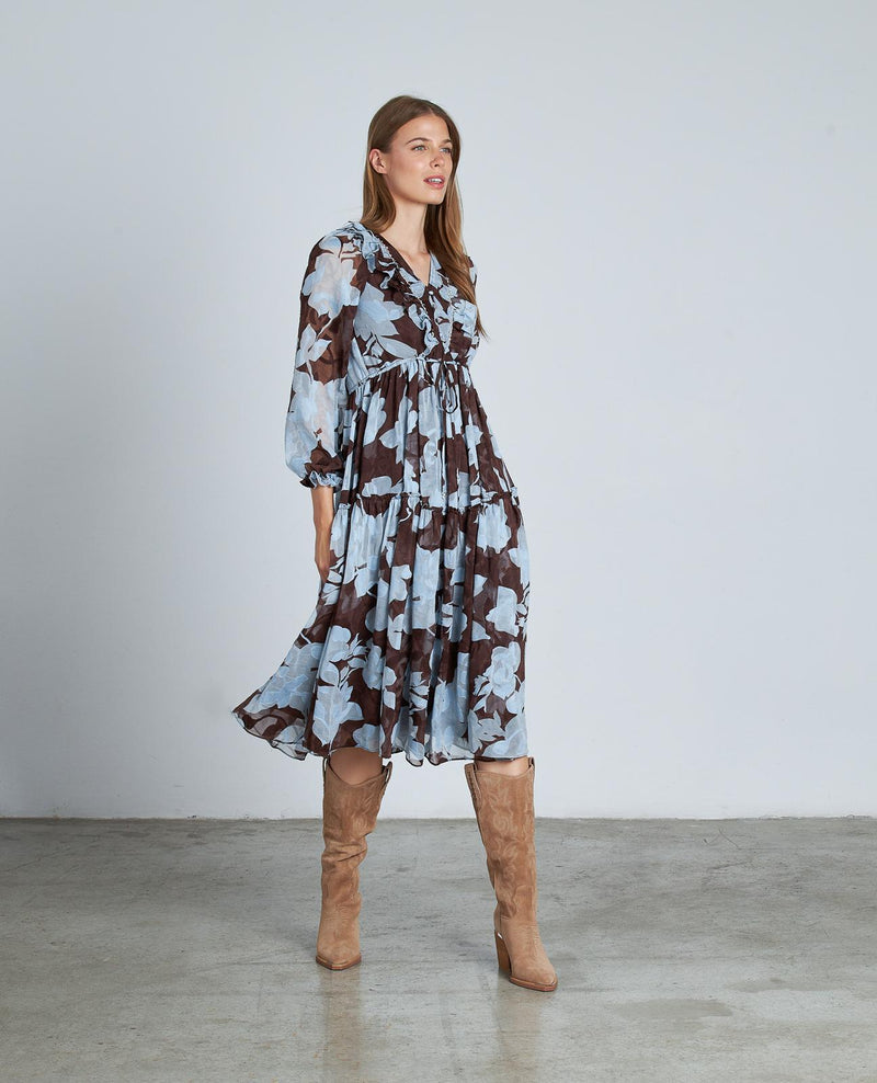 VESTIDO ESTAMPADO CINTURA AJUSTABLE