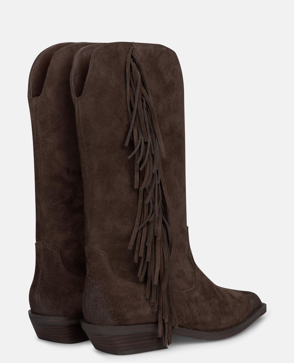 STIVALE DA COWBOY IN PELLE SCAMOSCIATA CON FRANGE