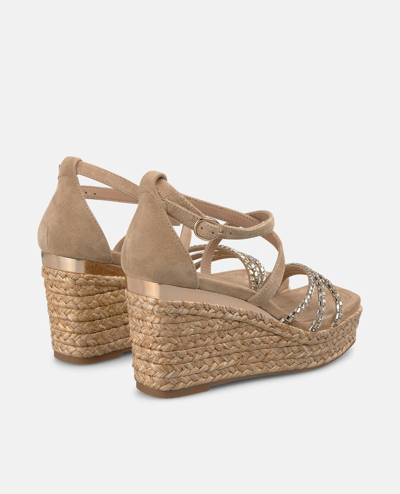 SANDALIA CUÑA ESPARTO TIRAS MULTIPOSICION