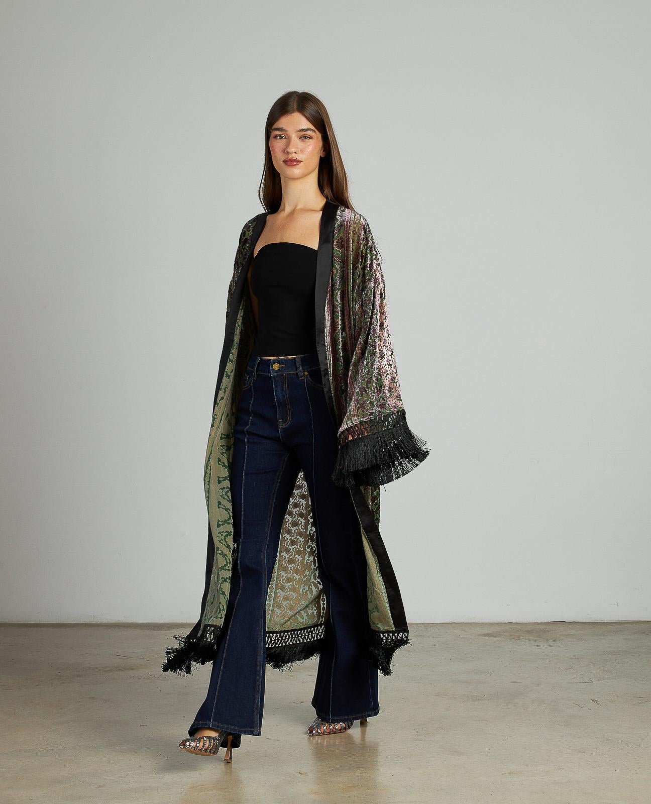 CAFTÁN TERCIOPELO ESTAMPADO