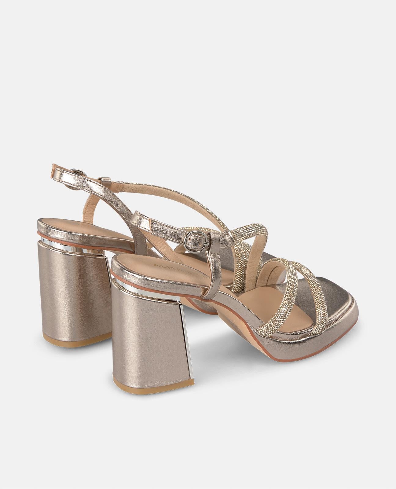 RHINESTONE SANDAL WITH HEEL