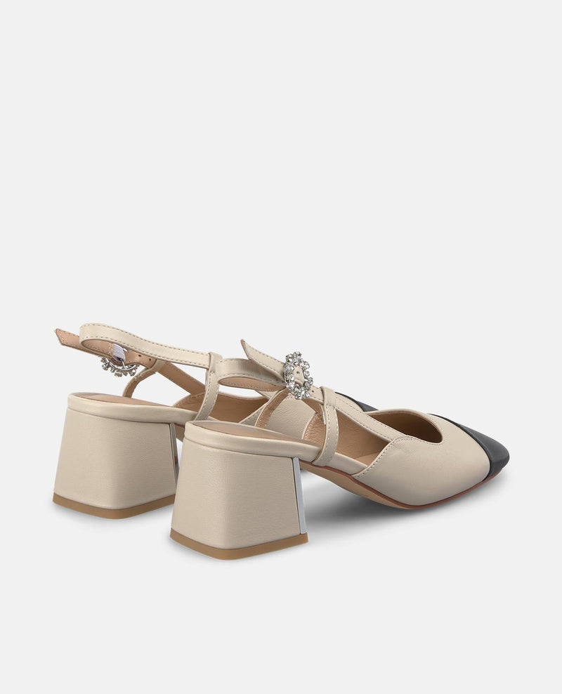 ZAPATO DESTALONADO CON TACON PUNTERA CONTRASTE