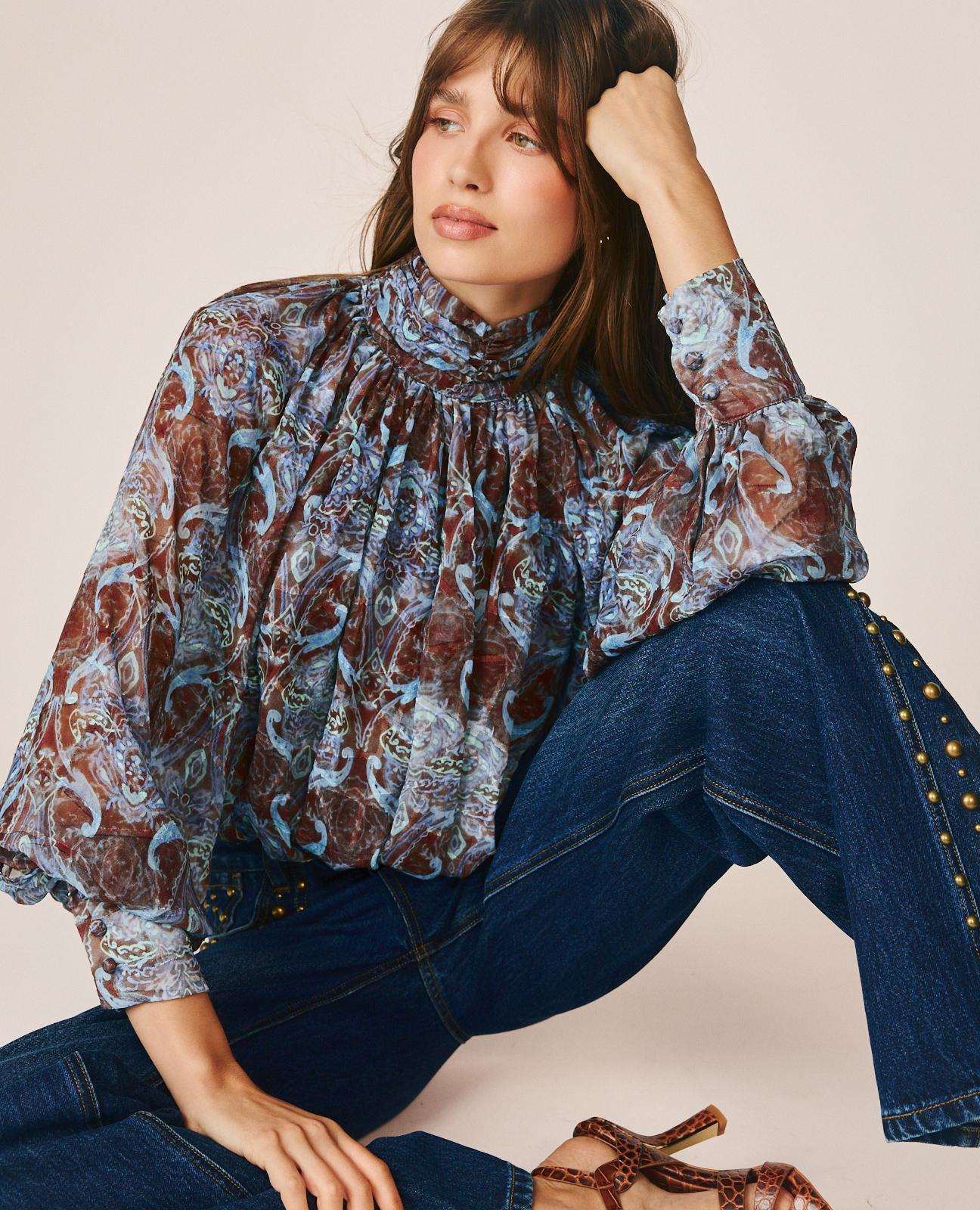 BLUSA GASA ESTAMPADO PAISLEY